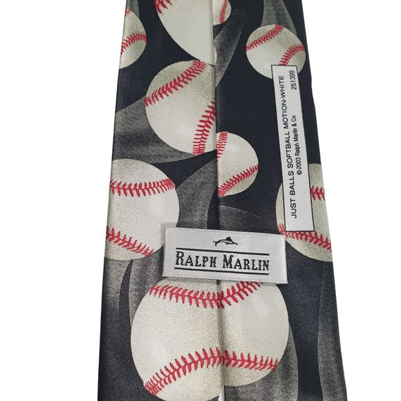 Ralph Marlin Mens Necktie Tie Just Balls 2003 Baseball Sports Work Dad Gift - Picture 4 of 5